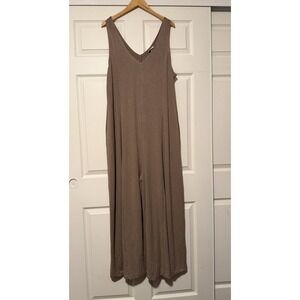AVA & VIV Mocha Light‎ Brown Flowy Sleeveless Jumpsuit Comfy 2X Plus size